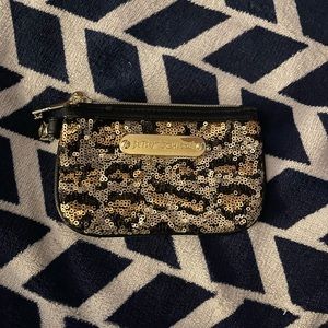 Betsy Johnson blach faux leather and sequins coin wallet
